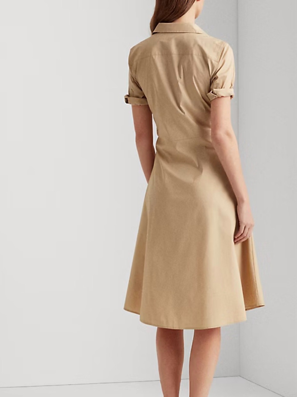 NWT Ralph Lauren Beige Tie-Front Midi Shirt Dress Size 8 - Picture 4 of 16